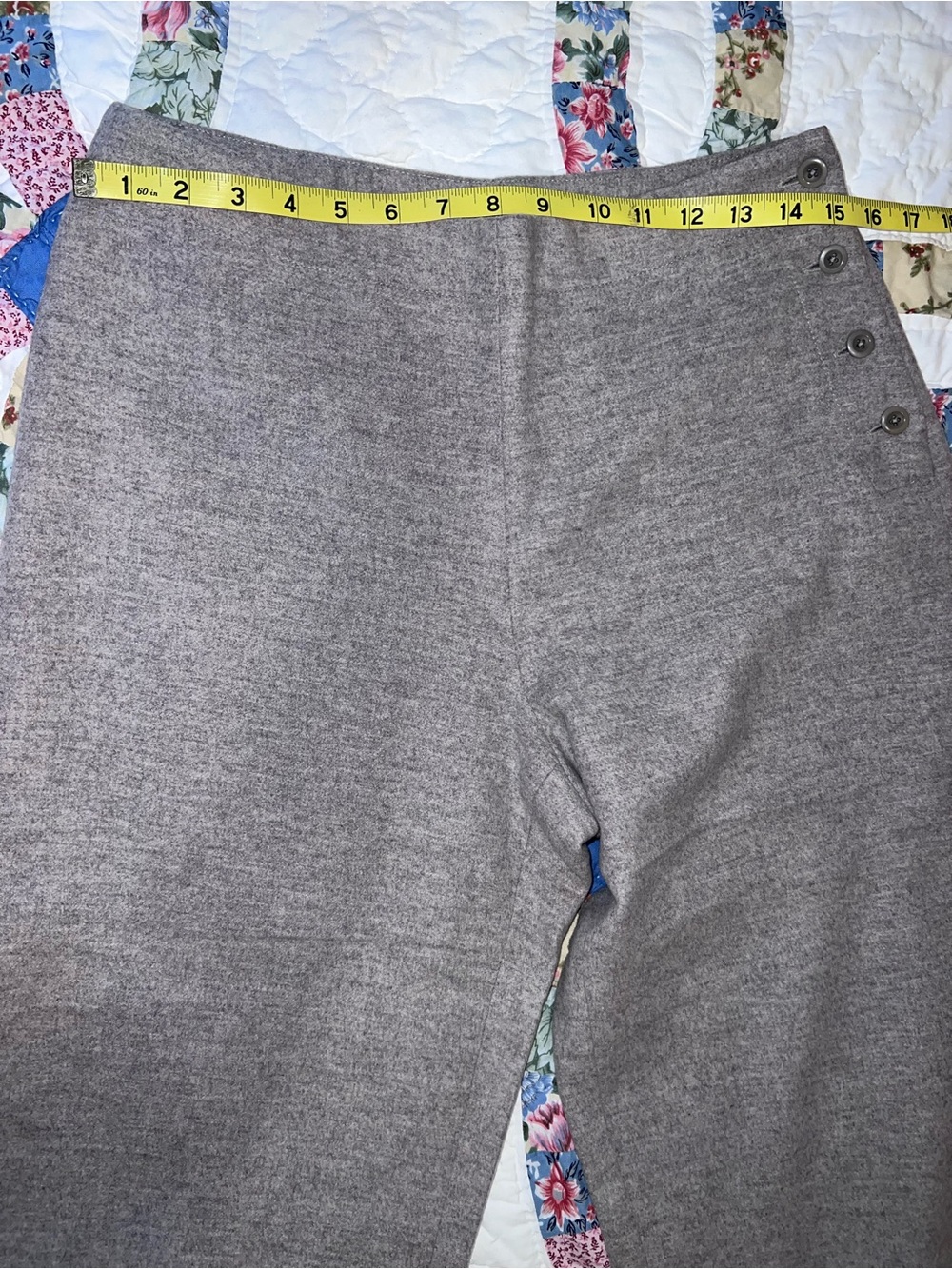 J. Crew Wool Cashmere Blend Sailor Pants Grey Wide Leg High Rise Side Button 8 - Picture 9 of 12